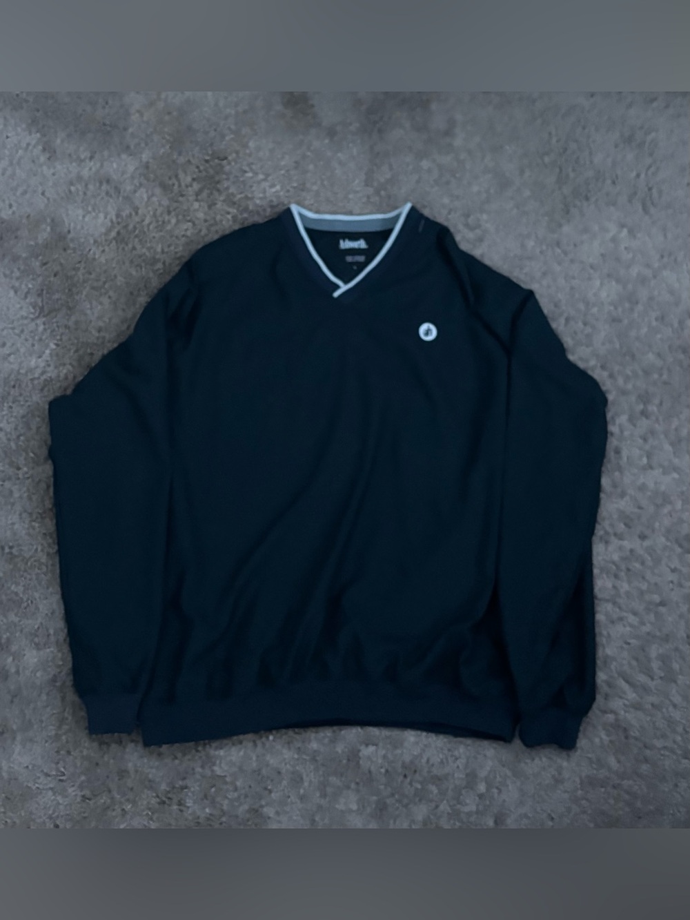 Ashworth Navy V-Neck Sweater with White Trim